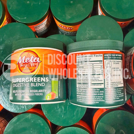 Metamucil Supergreens Digestive Blend Fiber Supplement 5.5 oz Kiwi Apple (120 Pcs Lot)