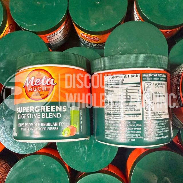 Metamucil Supergreens Digestive Blend Fiber Supplement 5.5 oz Kiwi Apple (120 Pcs Lot)