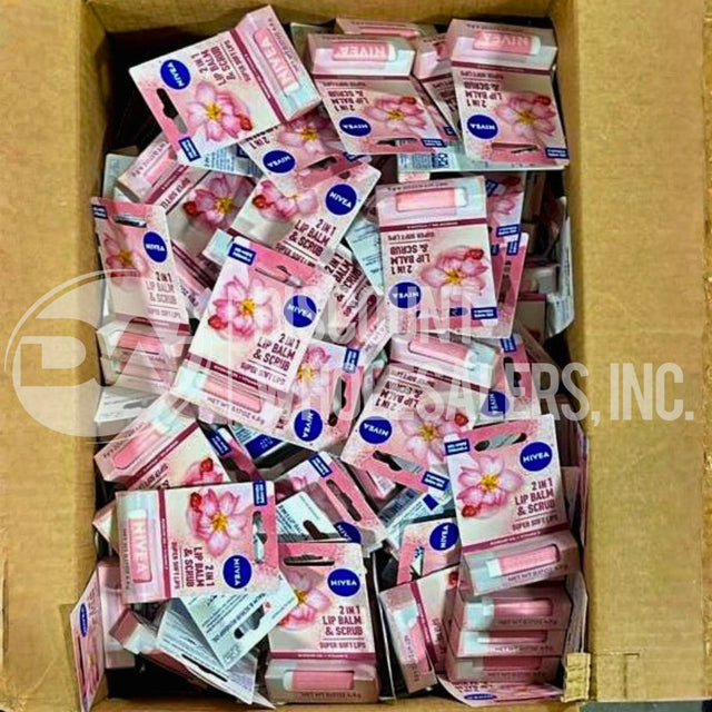 Nivea Lip 2-In-1 Lip Balm & Scrub Rosehip Oil+Vit-E 0.17 OZ (245 Pcs Lot)