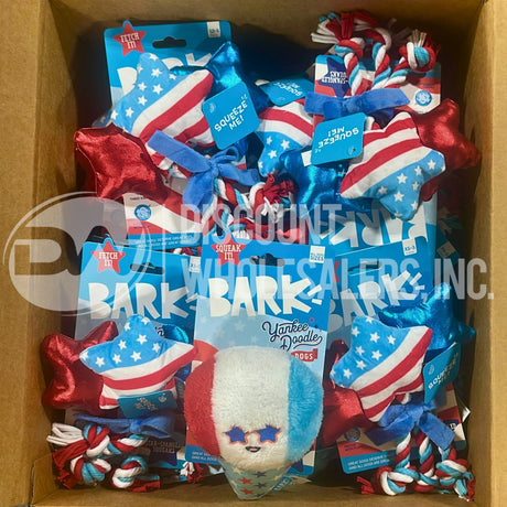 Bark Yankee Doodle Star Squeaker And Cone Squeaker Dog Toys Mix (92 Pcs Lot)