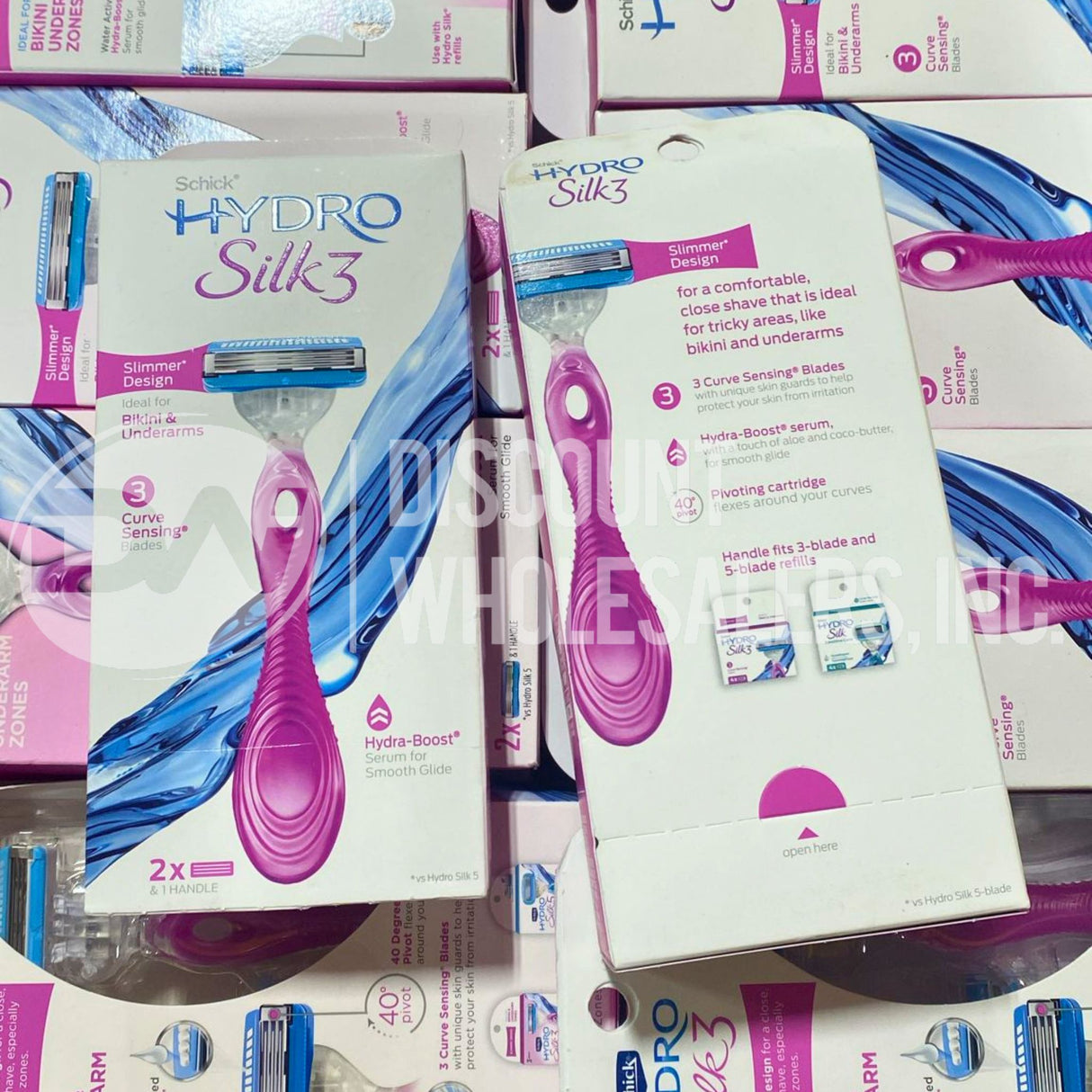 Schick Hydro Silk3 Slimmer Design 3 Curve Sensing Blades Hydra Boost Serum for a Smooth Glide 2x Cartridges & 1 Handle (150 Pcs Lot)