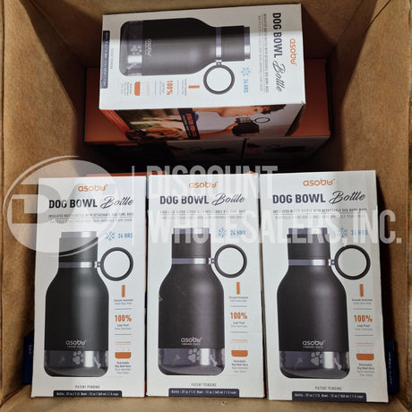 Asobu Dog Bowl Attached to Stainless Steel Insulated Travel Bottle 37 oz Black (52 Pcs Lot)