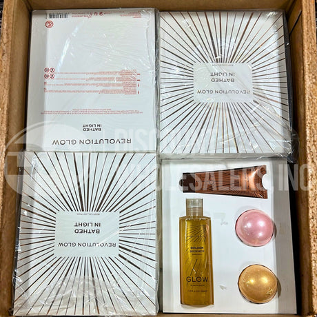 Revolution Glow Bathed In Light Illuminating Gold Body Lotion & Bath Bombs (54 Pcs Lot)