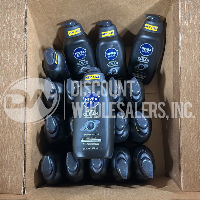 Nivea Men Natural Charcoal 3 in 1 Body Wash - 30 oz (60 Pcs Lot)