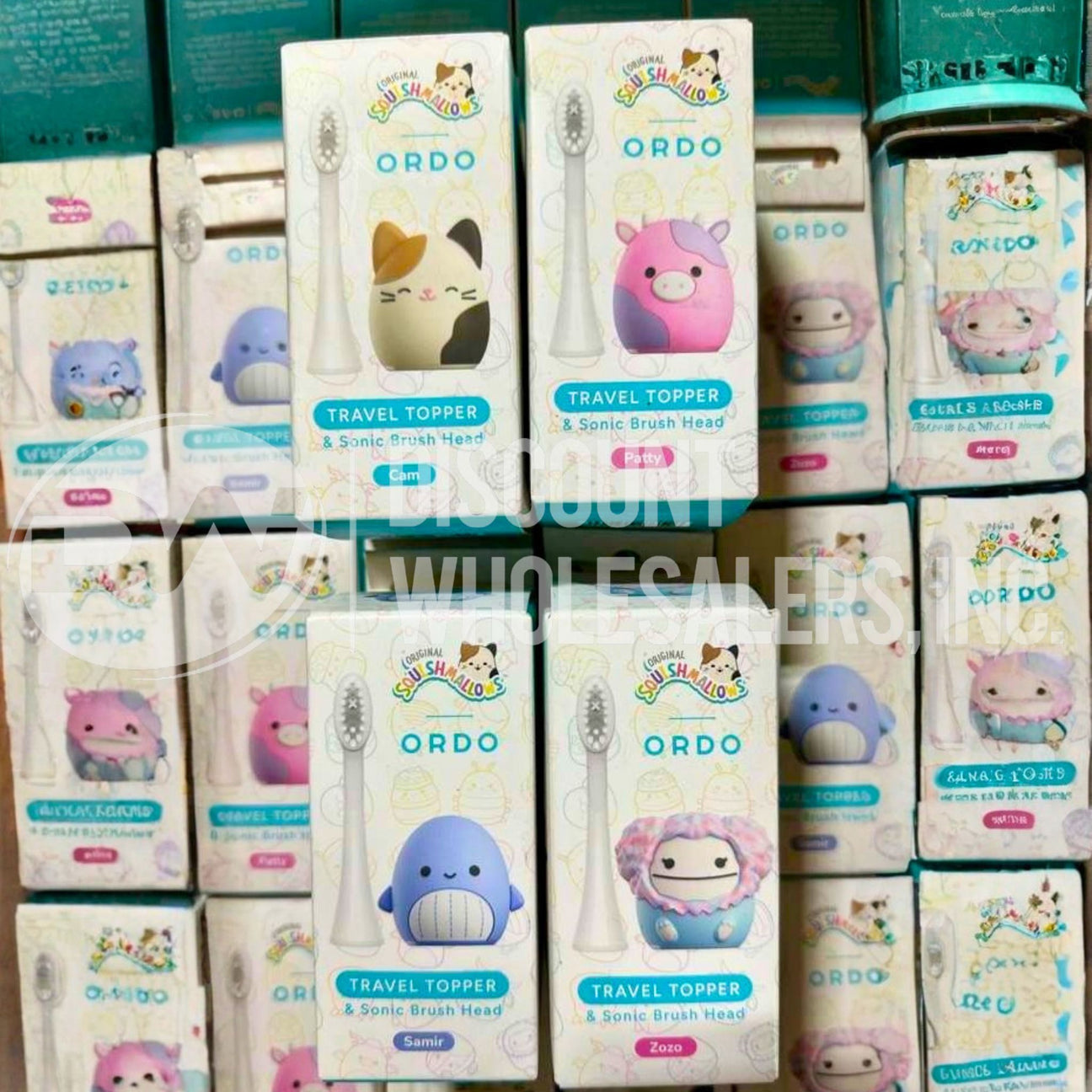 Ordo Squishmallows Cam Travel Topper and Sonic Brush Head Mix (125 Pcs Lot)