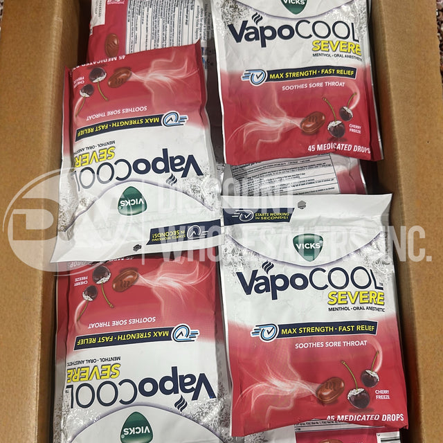 Vicks VapoCool Severe Medicated Sore Throat 45 Count (244 Pcs Lot)