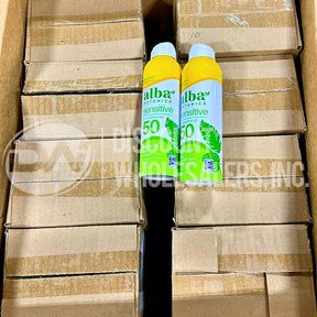 Alba Botanica SPF 50 Sensitive Sunscreen Spray Fragrance Free 5 Ounce (132 Pcs Lot)