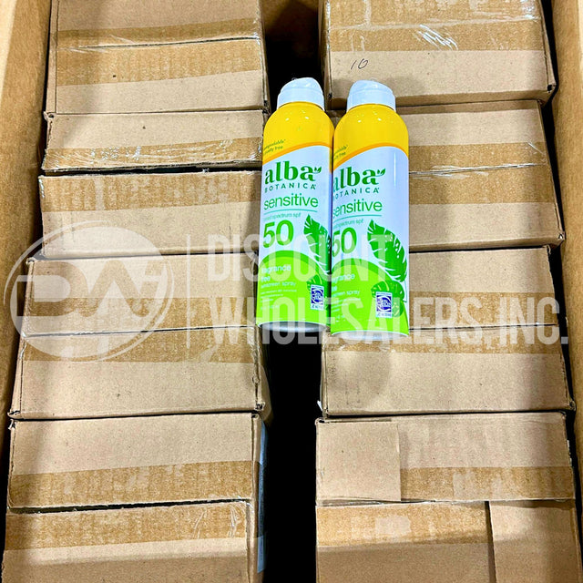 Alba Botanica SPF 50 Sensitive Sunscreen Spray Fragrance Free 5 Ounce (132 Pcs Lot)
