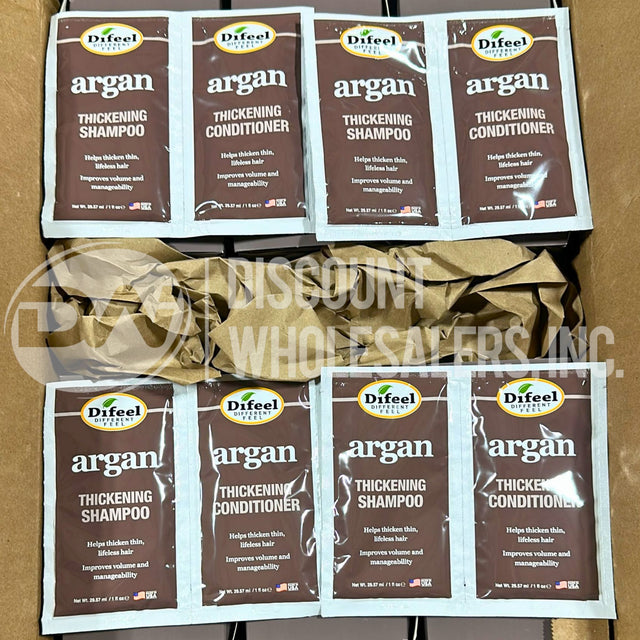 Difeel Argan Thickening Shampoo & Conditioner Duo Travel (72 Pcs Lot)