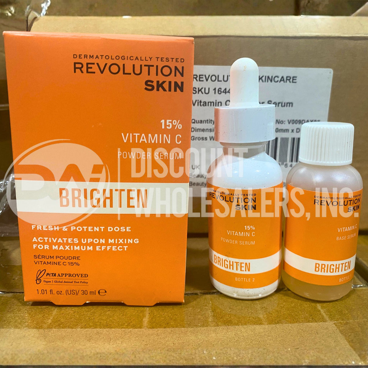 Revolution Skin 15% Vitamin C Powder Serum Brighten Fresh & Potent Dose 1.01 fl. Oz. (36 Pcs Lot)