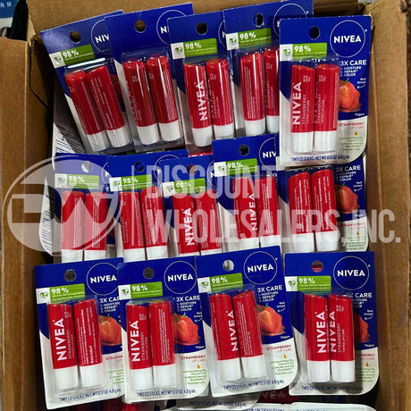NIVEA Strawberry Lip Care 3X Care Moisture Repair Color 0.17oz (300 Pcs Lot)