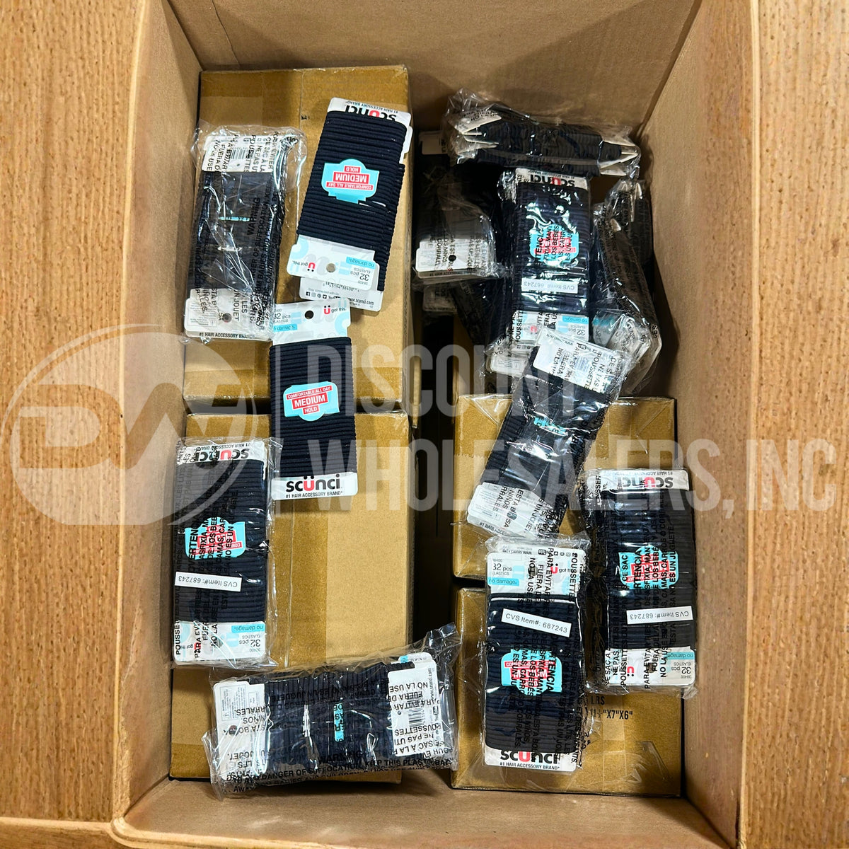 Scunci No-Damage Medium Hold Hair Elastics, Black, 32-Pieces (384 Pcs Lot)