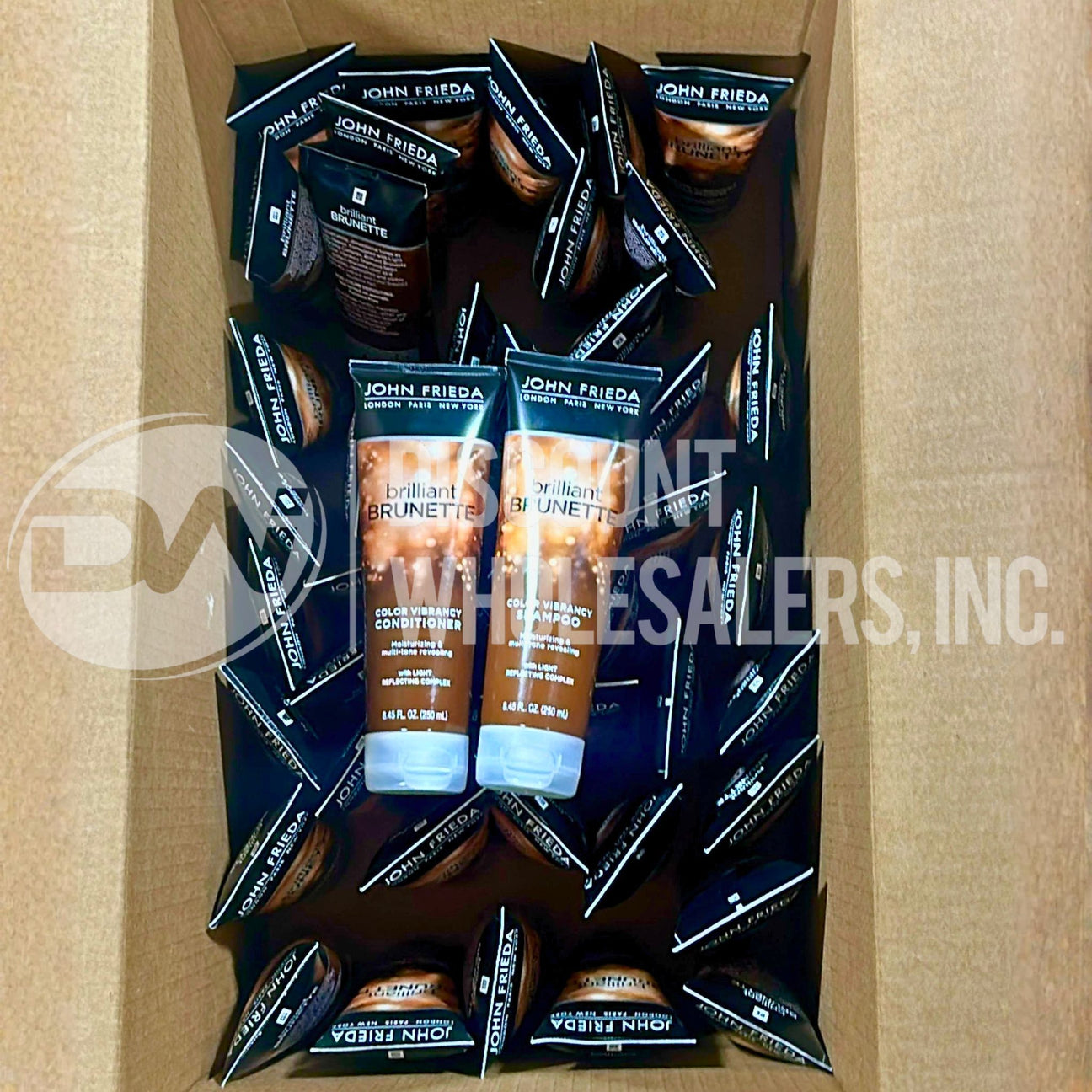 John Frieda Brilliant Brunette Color Vibrancy Shampoo AND Conditioner Mix 8.45 fl Oz. (140 Pcs Lot)
