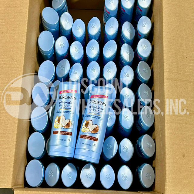 Jergens Weightless Wet Skin Moisturizer with Hydrating Coconut Oil 10 Oz (55 Pcs Lot)