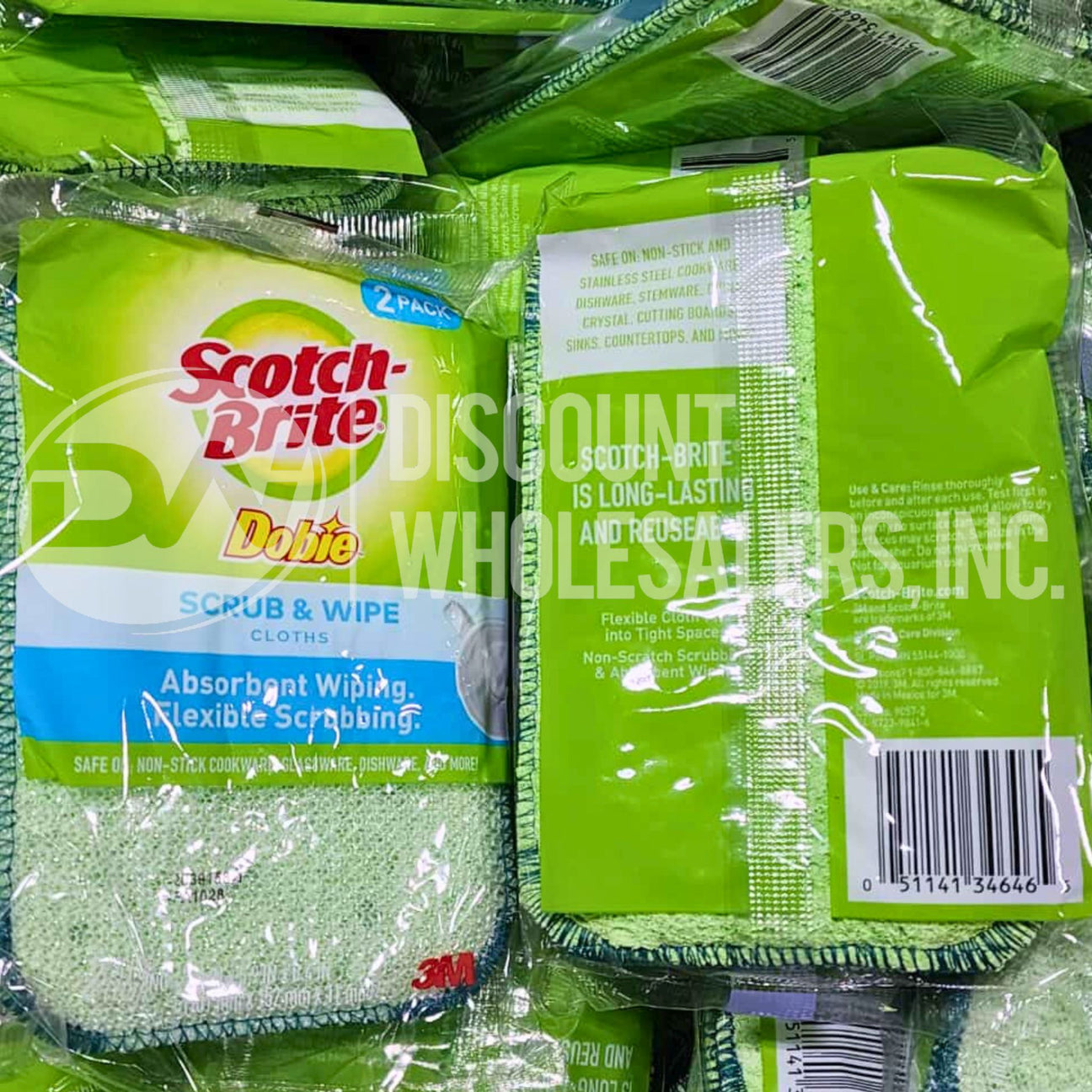 Scotch Brite Dobie Scrub & Wipe Cloths Absorbent Wiping, Flexible Scrubbing 2 Pack (125 Pcs Lot)