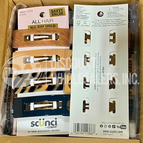 Scunci Large Rectangle Fashion Snap Clips Differents Shades (120 Pcs Lot)