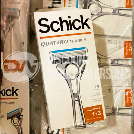 Schick Quattro Titanium Razor 4-Blade Value Pack +3 Cartridges (600 Pcs Per Pallet)
