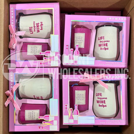 Joyward Sippin Sangria Scented Candle & Insulated Wine Tumbler Gift Set (80 Pcs Lot)