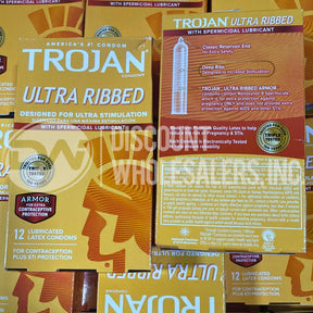 Trojan Ultra Ribbed Spermicidal Lubricated Latex Condoms (108 Pcs Lot)