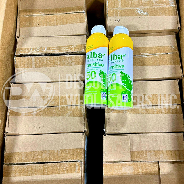 Alba Botanica SPF 50 Sensitive Sunscreen Spray Fragrance Free 5 Ounce (108 Pcs Lot)