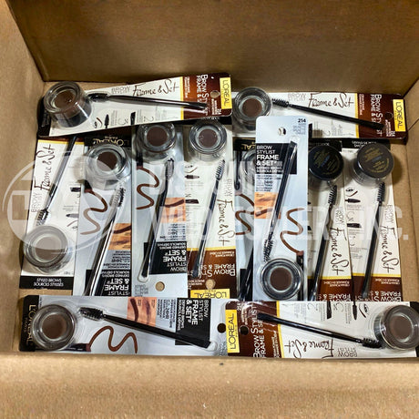 L'oreal Paris Brow Stylist Frame & Set Pomade with Dual Brush (214 Warm Brunette)- (60 Pcs Lot)