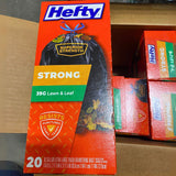 Hefty Strong 39G Lawn & Leaf 20 39 Gallon Extra Large Trash Drawstring Bags