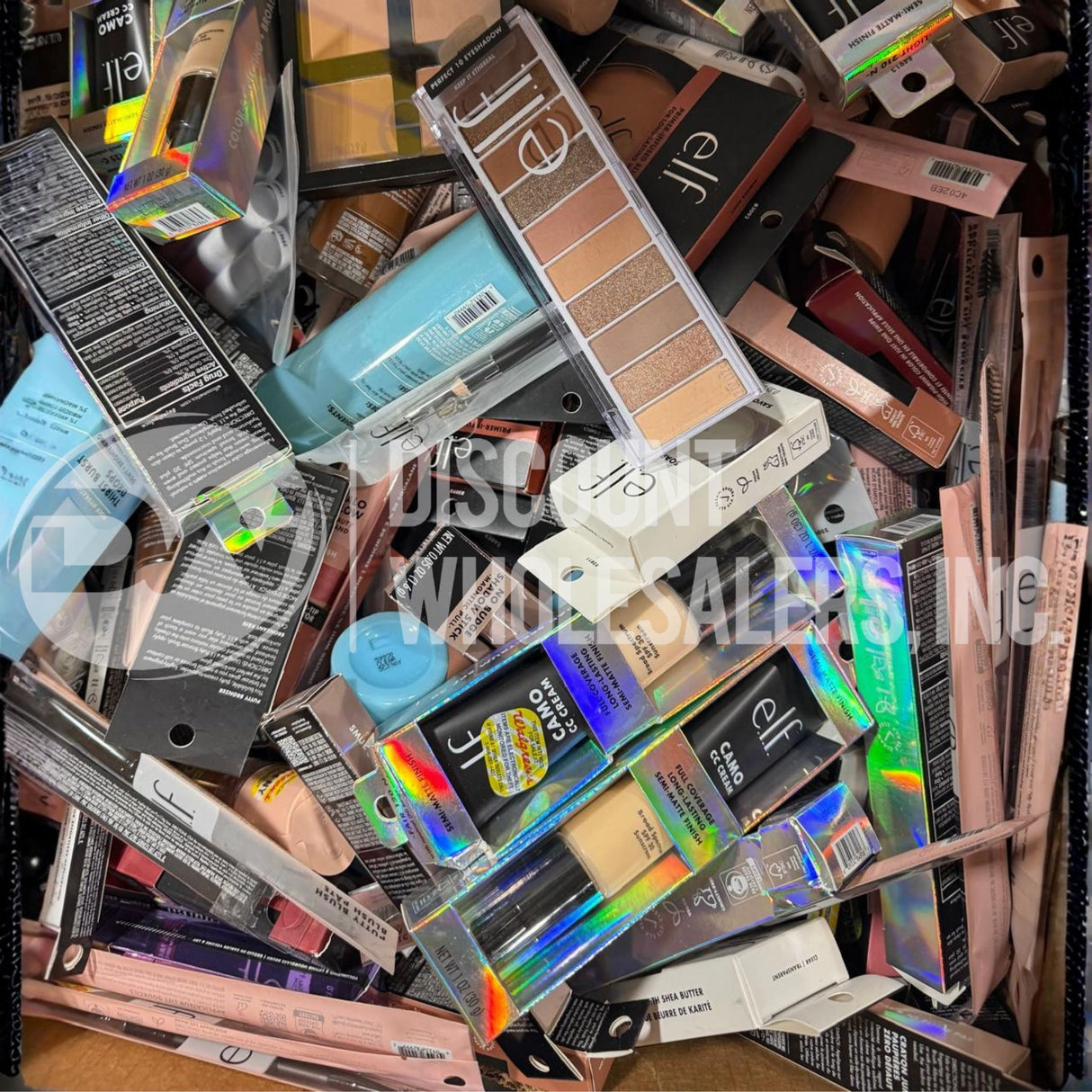 Elf Assorted Makeup Eyeshadow, Lipstick, Primer, Exfoliator and More Different Sizes and Shades (600 Pcs Lot)