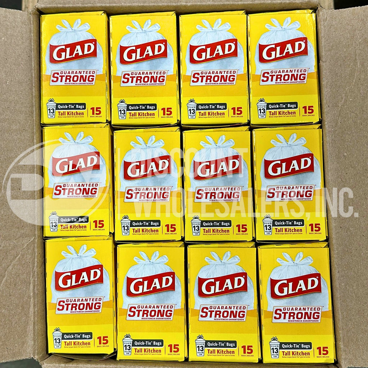 Glad Tall Kitchen Bags, Quick-Tie, 15 Bags (360 Pcs Lot)