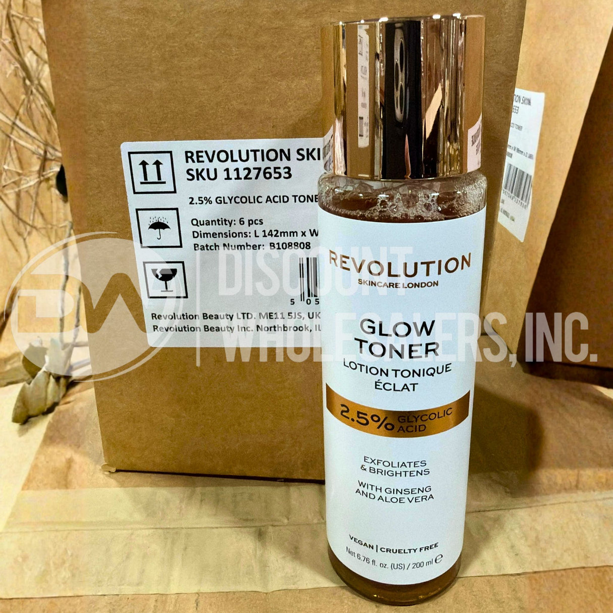 Revolution Skincare Glow Toner 2.5 % Glycolic Acid 6.76 Fl. Oz. (48 Pcs Lot)