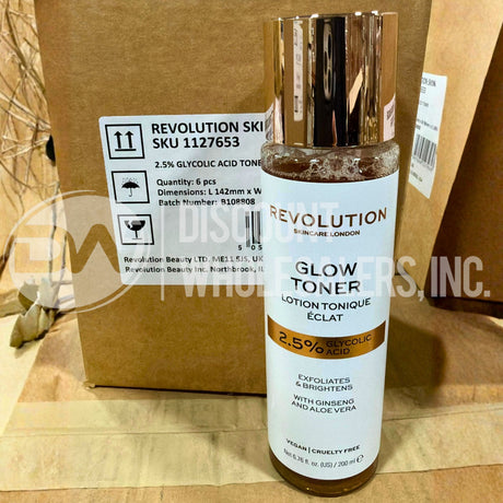 Revolution Skincare Glow Toner 2.5 % Glycolic Acid 6.76 Fl. Oz. (48 Pcs Lot)