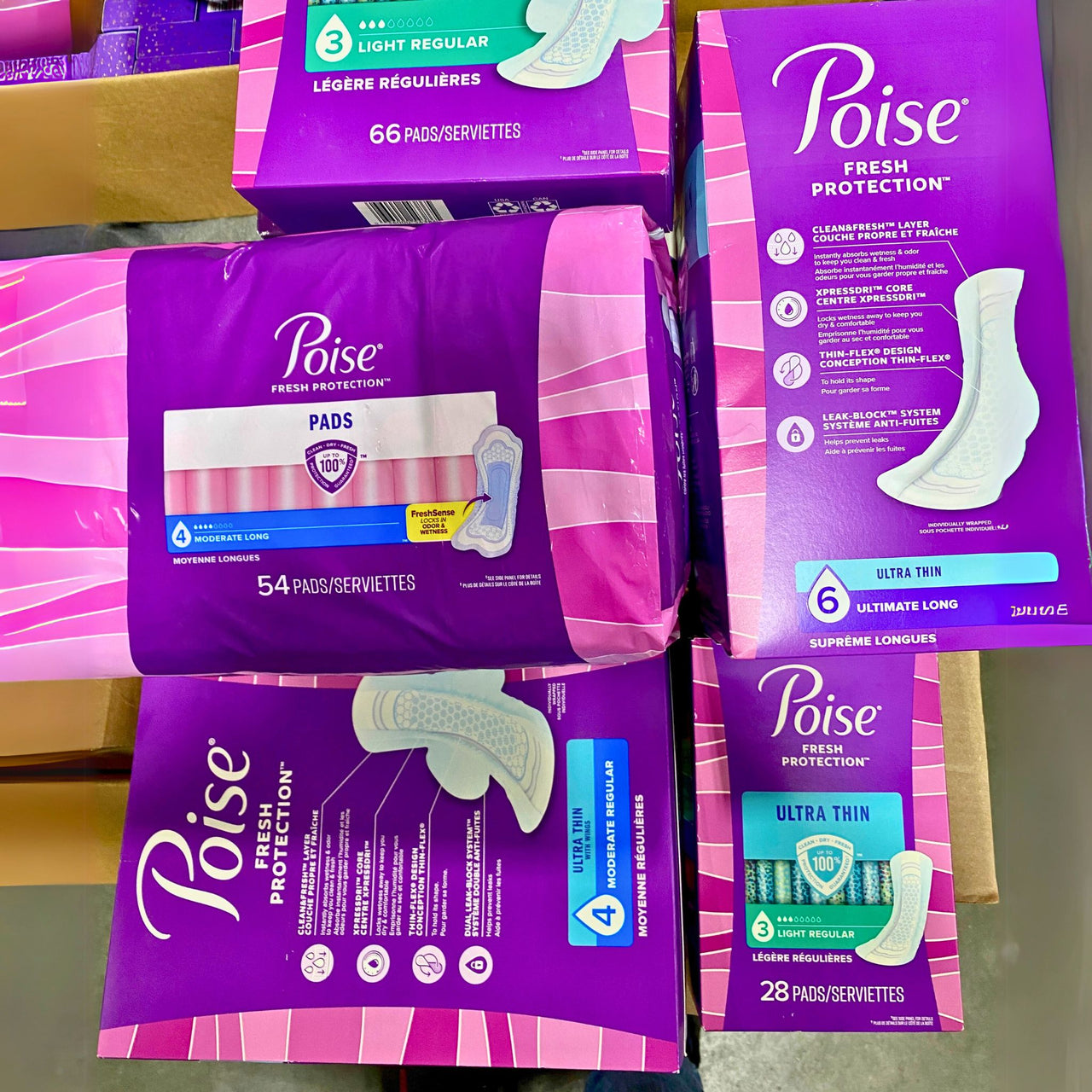 Poise Pads Regular and Wings Different Sizes (100 Pcs Lot) 