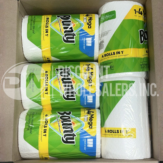 Bounty Paper Towels White, 4 Rolls In 1 164 Sheets (106 Pcs Lot)