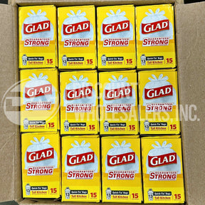 Glad Tall Kitchen Bags, Quick-Tie, 15 Bags (90 Pcs Lot)