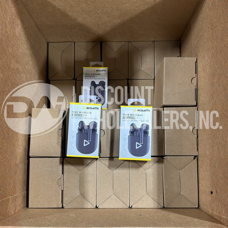 Acoustix True Wireless Audio Buds Plus Bluetooth Headphones Built in Mic Black (95 Pcs Lot)
