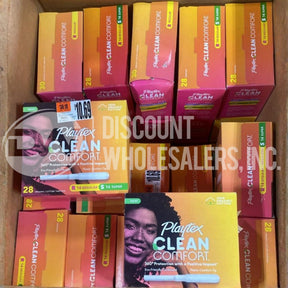 Playtex Clean Comfort Tampons 28 Count – 100% Organic Cotton Core (90 Pcs Lot)