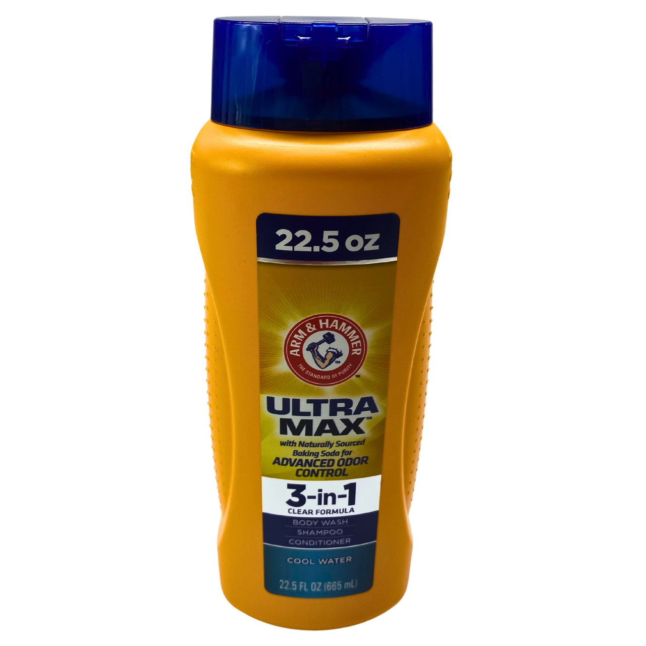 ARM & HAMMER Ultra Max  3-in-1 Clear Formula Body Wash, Shampoo, Conditioner Cool Water 22.5 FL OZ 