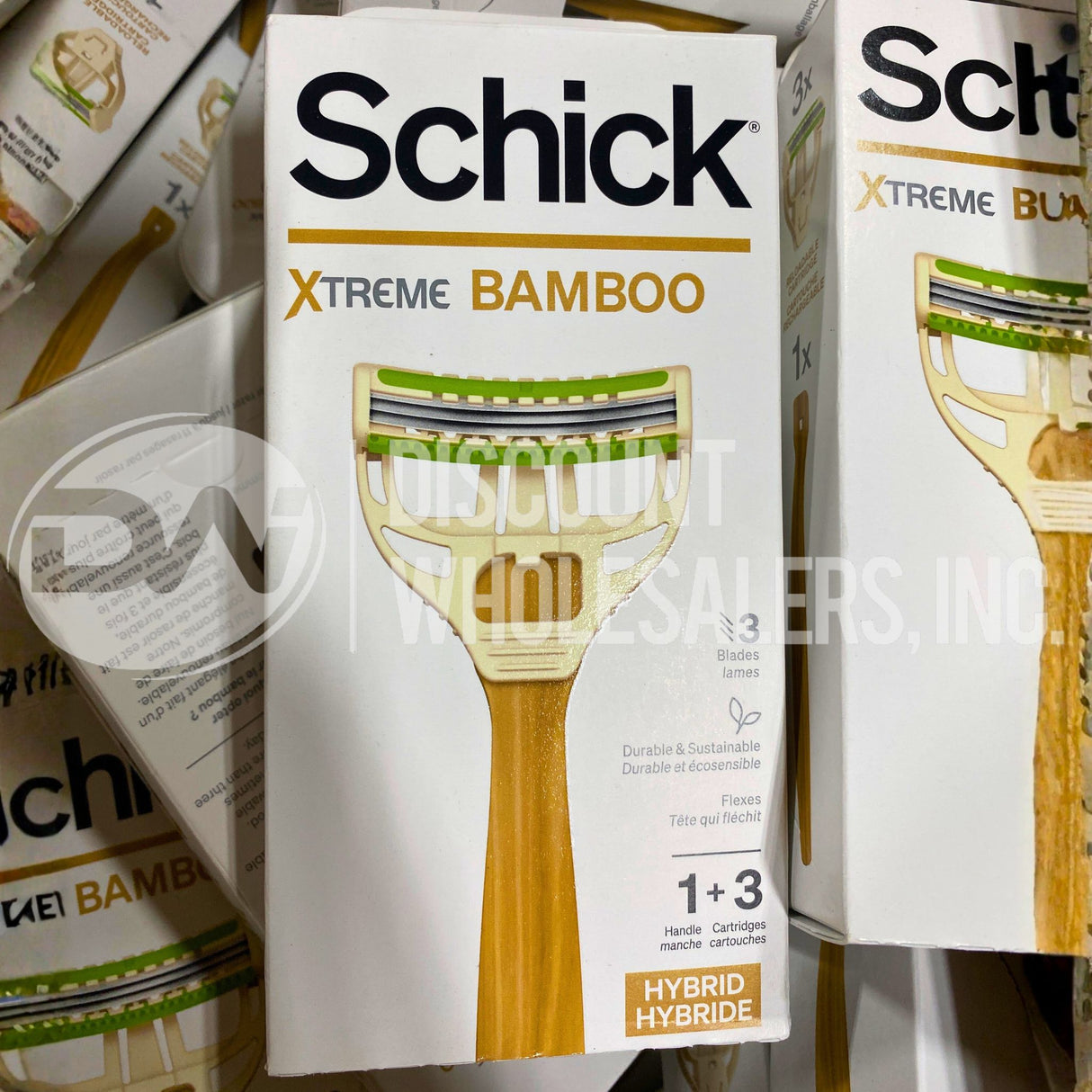 Schick Xtreme Bamboo 1 Handle and 3 Cartridges (60 Pcs Lot)