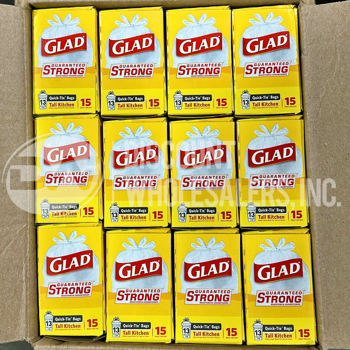 Glad Tall Kitchen Bags, Quick-Tie, 15 Bags (200 Pcs Lot)
