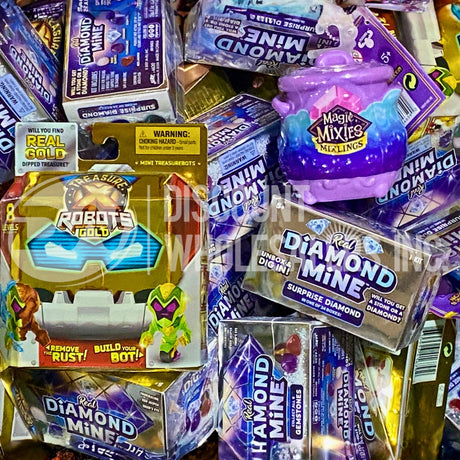 Toys Assorted Real Gold Robots, Real Diamond Mine and Magic Mixies Mixlings (120 Pcs Lot)