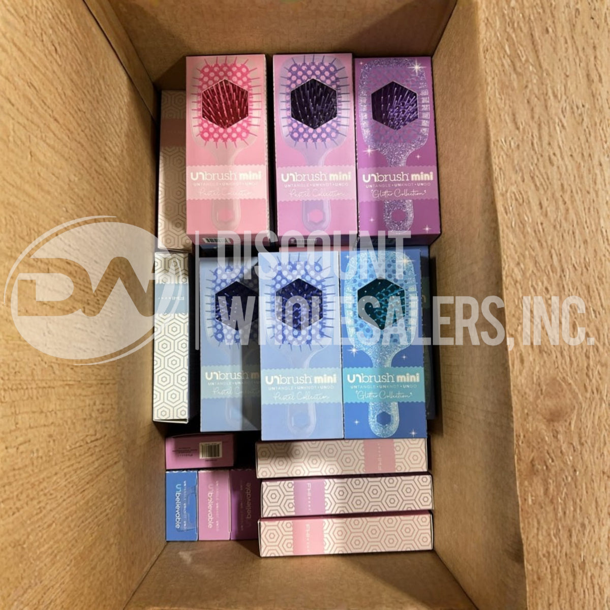 Unbrush Mini Detangling Hair Brush Pastel Collection Anti-Static Wet Dry Travel Different Shades (65 Pcs Lot)