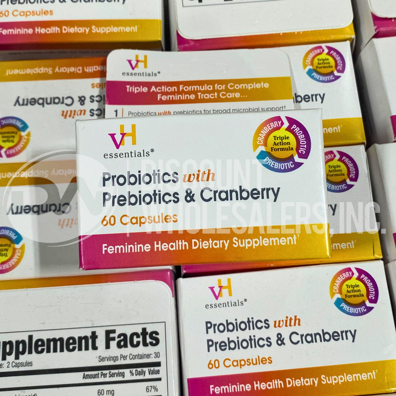 vH Essentials Probiotics for Women with Prebiotics, Cranberry & Vitamin C - 60 Ct (200 Pcs Lot)