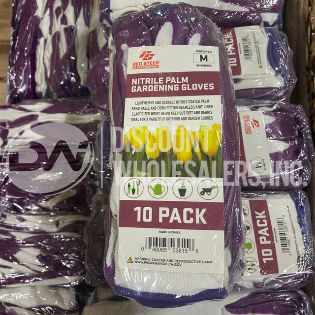 Red Steer Glove Company Nitrile Palm Gardening Gloves M Womens (600 Pcs Per Pallet)
