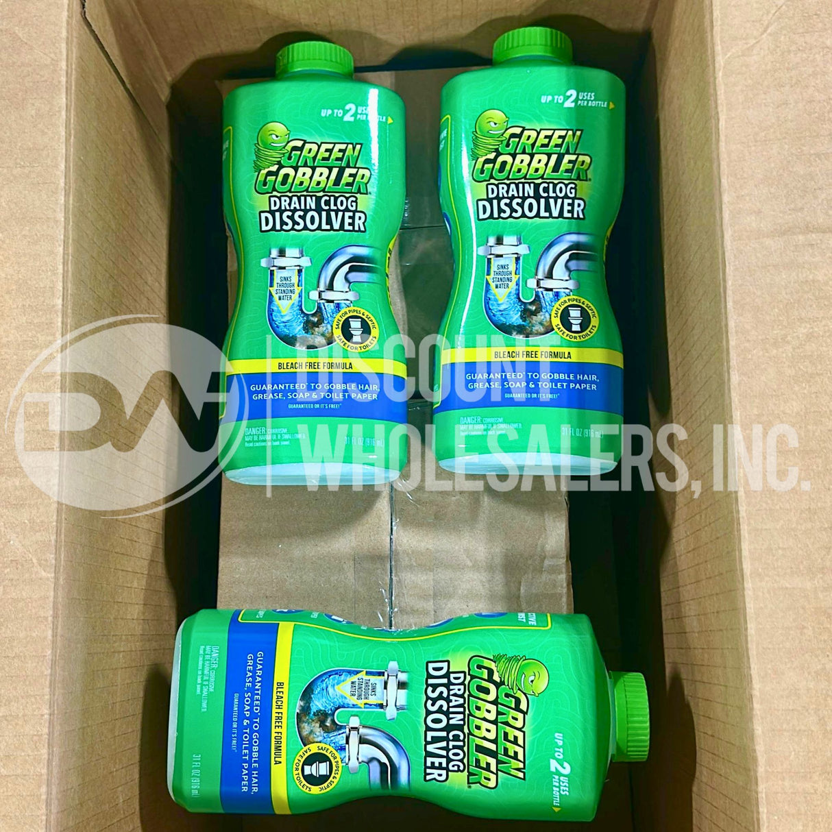 Green Gobbler Drain Clog Dissolver,Drain Opener-Cleaner,Toilet Clog Remover, 31 Oz (60 Pcs Lot)