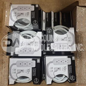 10 Ft 3 Outlet Power Cord Surge Protection Flat Plug Indoor Use (50 Pcs Lot)