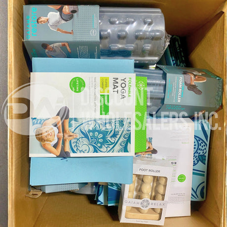 Gaiam Assorted Yoga Mat, Foam Roller and Foot Roller (30 Pcs Lot)
