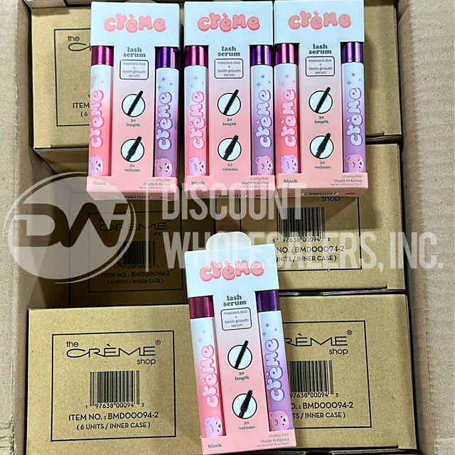 The Crème Shop Lash Serum Duo Black Mascara & Biotin Growth Serum (180 Pcs Lot)