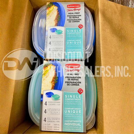 Rubbermaid Take Alongs Meal Prep 4 Sandwich Containers +4 Lids Two Different Colors (48 Pcs Lot)