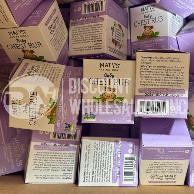 Maty's Baby Chest Rub Cold Cough Eucalyptus Lavender Chamomile (140 Pcs Lot)