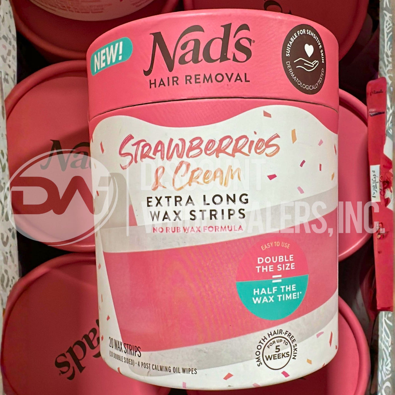 Nad's Hair Removal Strawberry & Cream Extra Long Wax Strips No Rub Formula 20 Wax Strips (42 Pcs Lot)