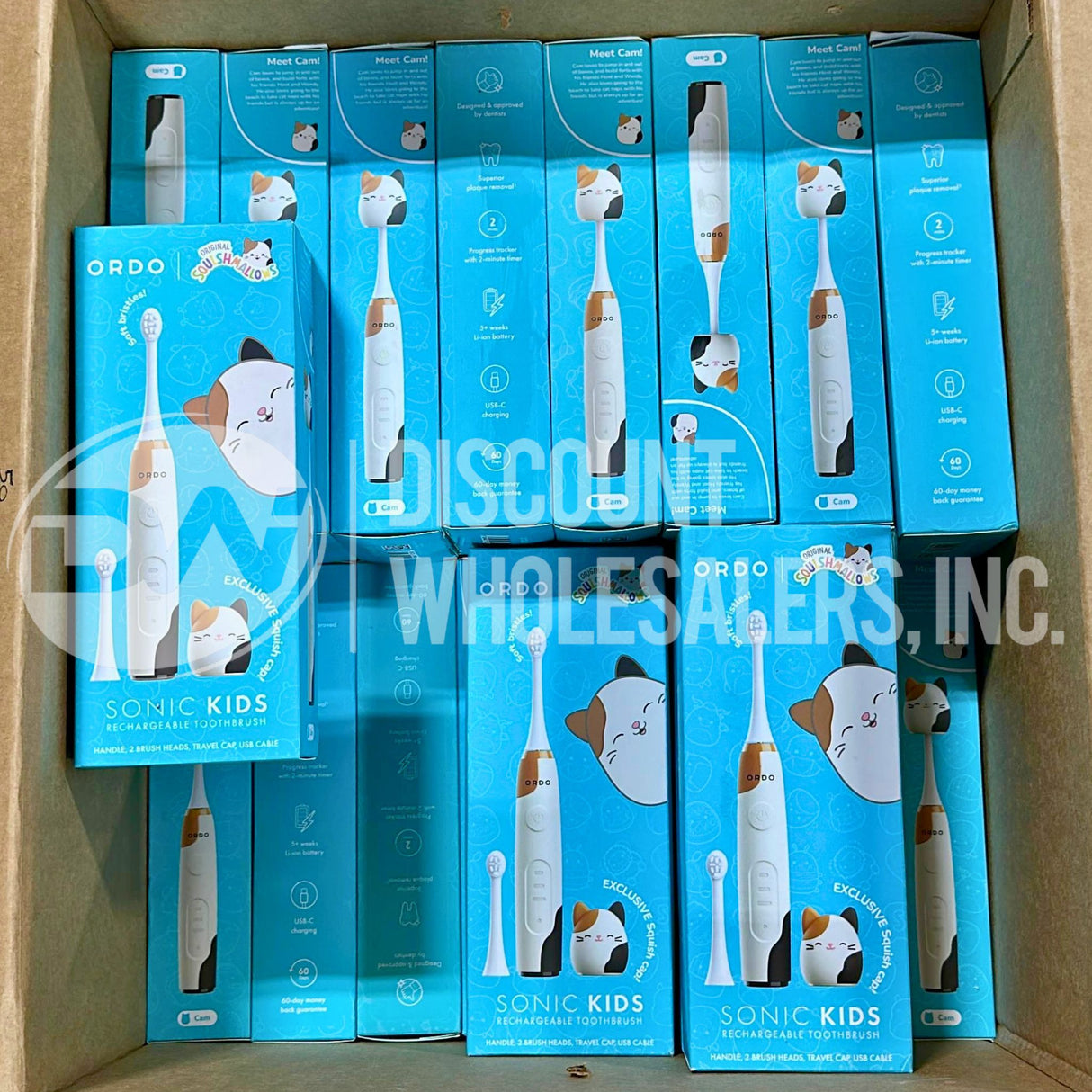 Ordo Sonic Kids Rechargeable Toothbrush  Squishmallows Cam White (60 Pcs Lot)